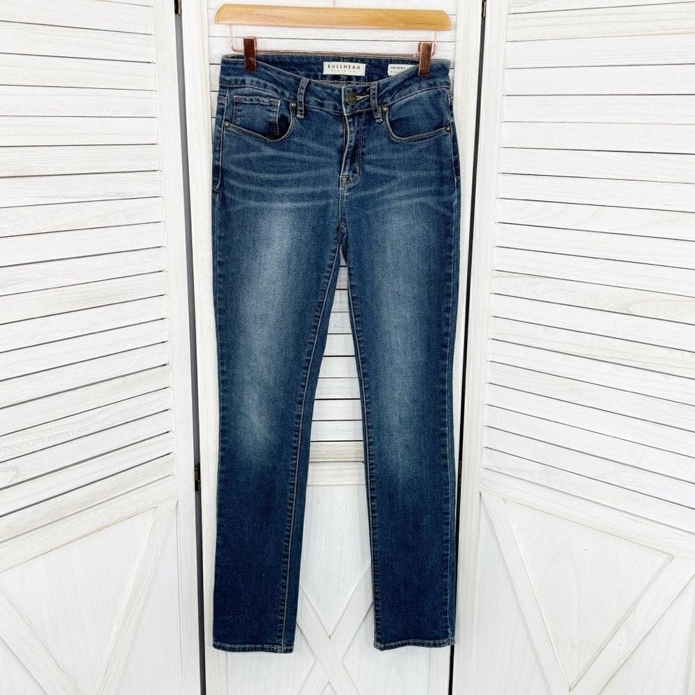 Bullhead‎ Jeans Womens Juniors 5 Blue Low Rise Y2K Skinny Distressed Stretch